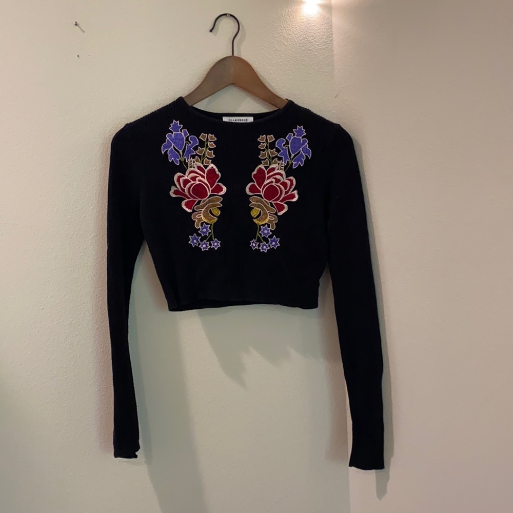 Nasty Gal black oblique crop top